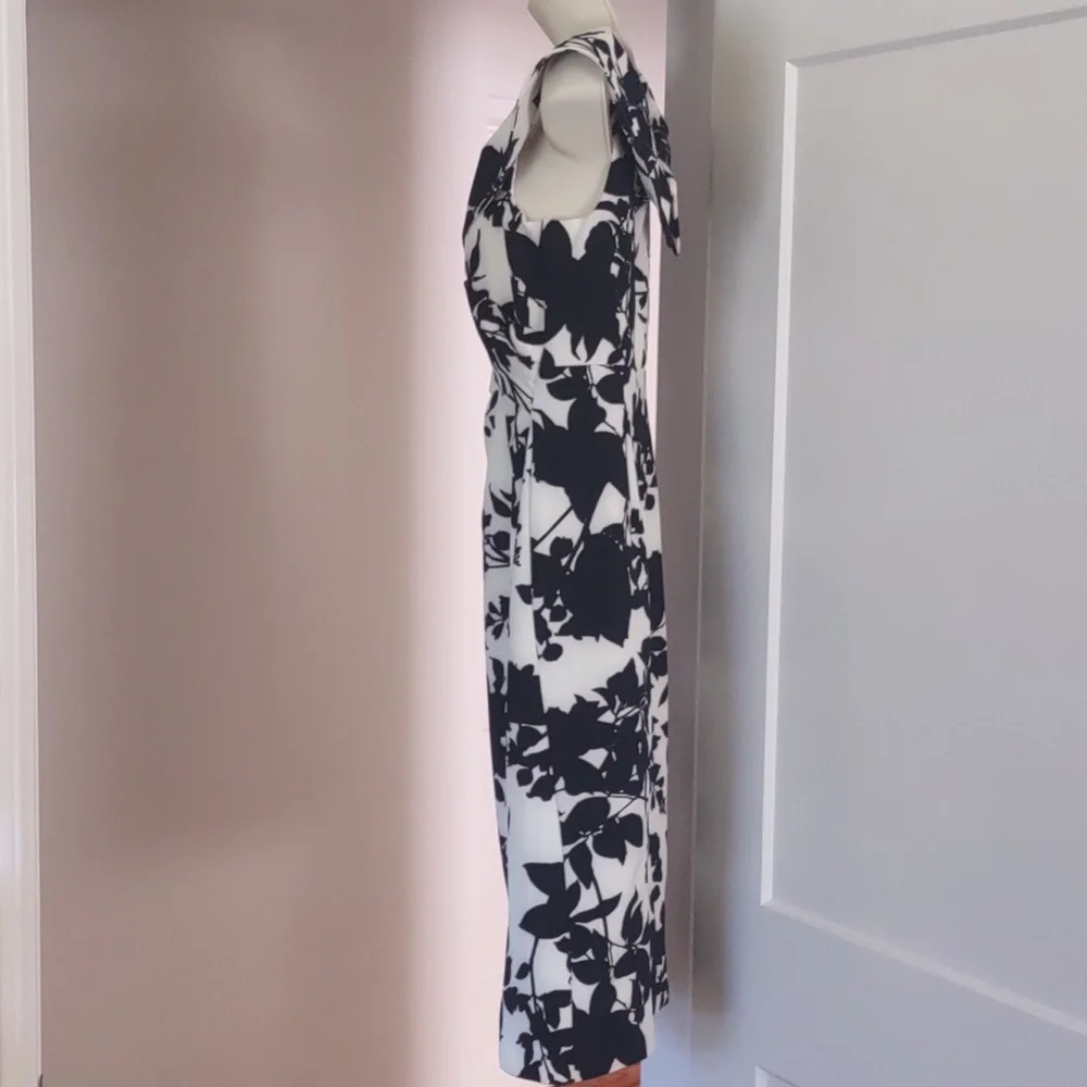 Bardot Black & White Floral Print Off the Shoulder Dress - Size 8 (M) - Picture 6 of 13